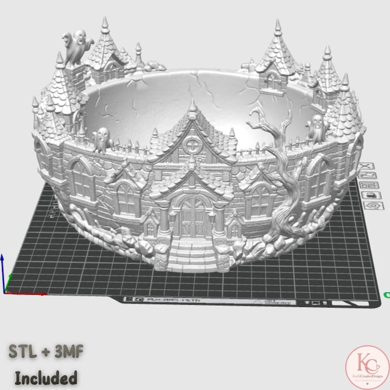 Fantasy Halloween haunted house printable decorative candy bowl