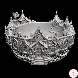 Haunted castle bowl for sweets popcorn fruit and party snacks