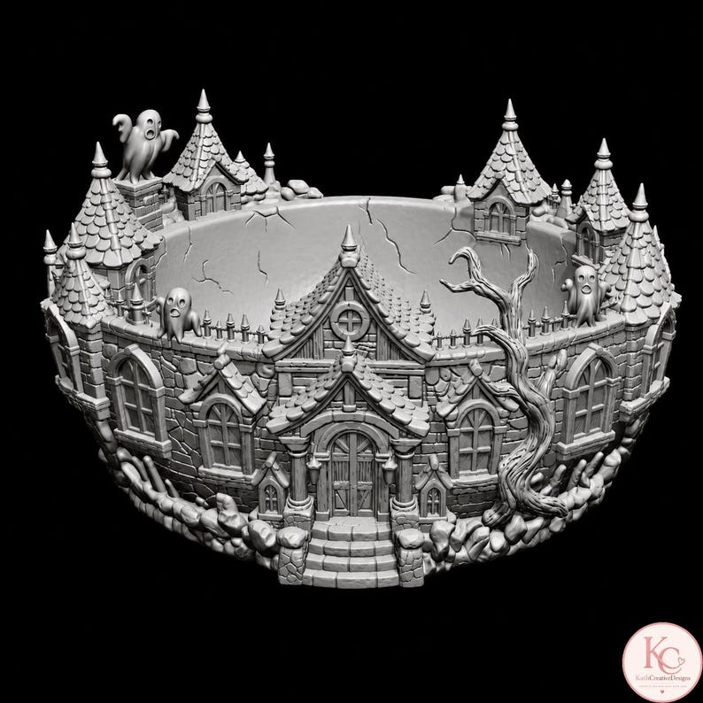 Haunted castle bowl for sweets popcorn fruit and party snacks