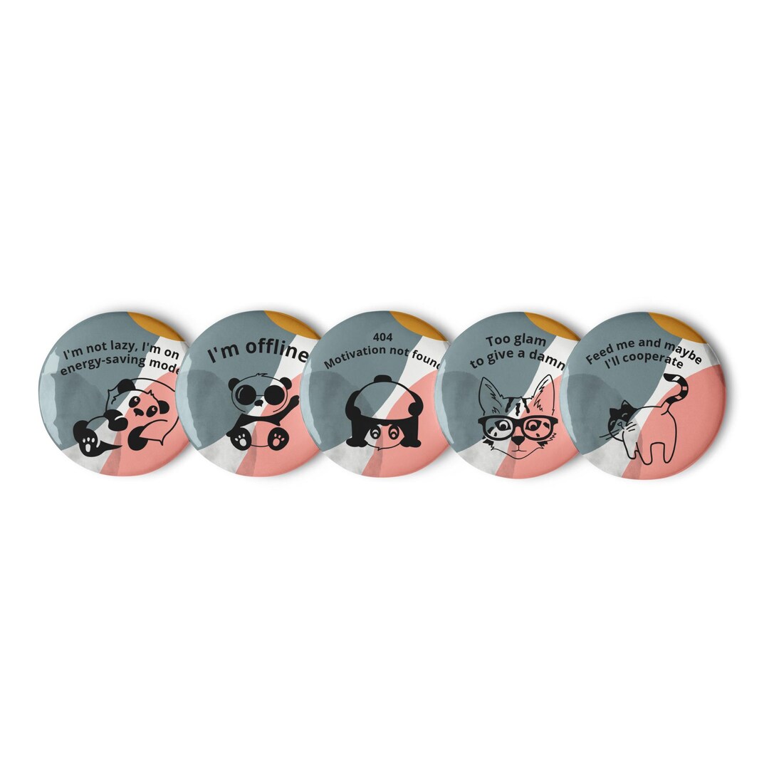 Set of Funny Pin Buttons - Etsy