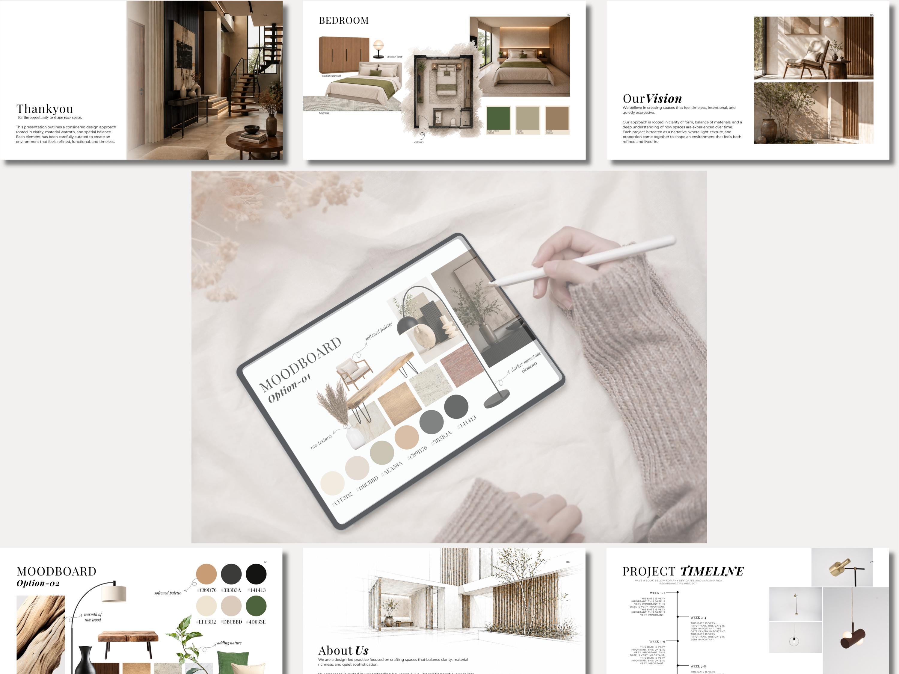 Interior Design Presentation Template Canva | Architecture Portfolio ...