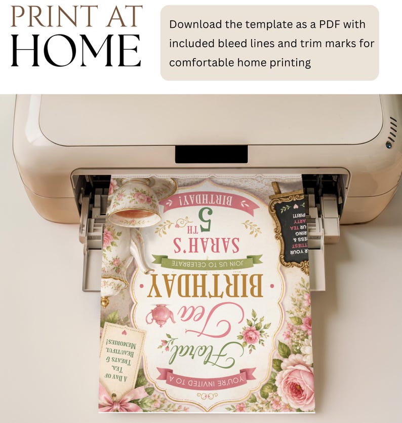 Floral Tea Birthday Invitation Template, Garden Tea Party Invite ...