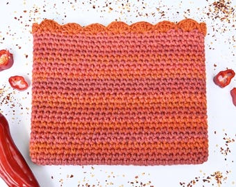 Crochet Laptop Sleeve - 100% Cotton - 15” - Spicy