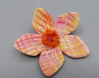 Orange Daffodil Brooch