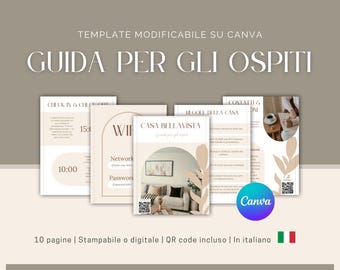 Manuale Casa Vacanze Airbnb Template Canva Italiano, Guida per gli Ospiti, Benvenuto Host, Libretto Istruzioni Casa, Welcome Book Digitale