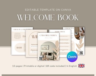 Airbnb Welcome Book Template, Guest Information Manual, Vacation Rental Guide, Digital Download, Modern Host Bundle, Canva Editable.
