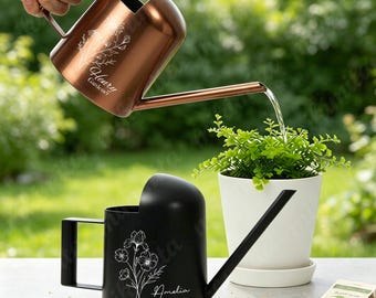 Personalized Birthday flowers Metal Watering Can, Custom Name Garden Watering Can, Watering Can Gift for Mom, for Houseplants and Garden