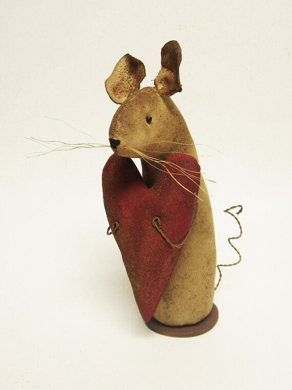 Extreme Primitive Heart Mouse Made To Order Primitive Etsy