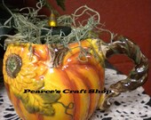 Pumpkin Mug Tea Light Candle Arrangement, Fall Pumpkin Light