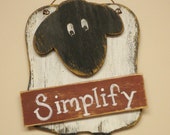 Sheep Sign, Primitive Sheep Wall Decor, Wood Sheep Simplify Hanger