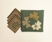 St. Patrick's Day Raggedy Place Mat and Coaster Set, Spring Decor, St. Patrick's Day Decor, Primitive Decor, Country Farmhouse Decor