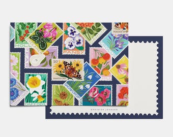2nd | Single A6 Notecard, Double Sided Design, Stamps