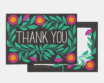 2nd | Single A6 Notecard, Double Sided Design, Thank you (Black)