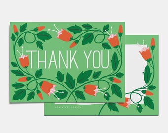2nd | Single A6 Notecard, Double Sided Design, Thank You (Green)