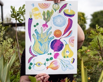Archive & 2nd | Screen Print, 35x50, Roots Fruits and Shoots