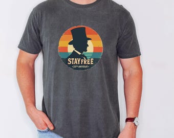 Stay Free Lincoln Silhouette Graphic Tee, Vintage Patriotic USA Shirt