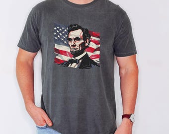 Vintage Abraham Lincoln American Flag Shirt, Patriotic USA Pride Tee