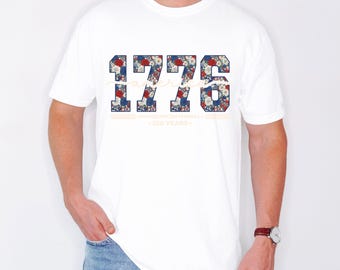 1776 Floral Shirt, America 250 Shirt, Patriotic Flower Tee, Fourth of July Shirt Women, Coquette Patriotic Tee, USA Birthday Shirt