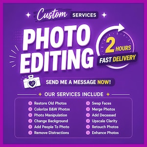 Photoshop Editing: Photo Restoration, Retouching, Colorization, Face Swap (2 Hours Service)