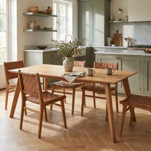 Eettafel van Hergebruikt Eiken, Massief Hout met Schuine Poten, Op Maat