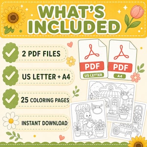 Cozy Spring Shops Malbuch, druckbare PDF-Malseiten, Cute Spring Shop digitaler Download Bild 4