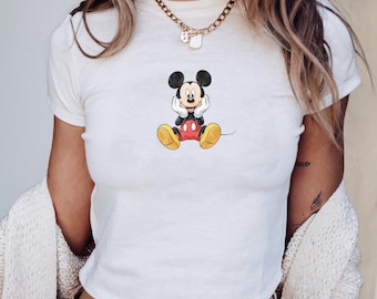 Retro Mickey Disney Baby Tee, Classic Mickey Baby Tee, Y2k 90s Style Mickey Mouse Tee, Mickey Mouse Classic Pose Tee Disney Trip Shirt