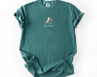 Comfort Colors Just Vibing Shirt, Minimal Vintage Animal Tee, Corporate Meme Shirt