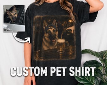 Comfort Colors® Funny Custom Dog Drinking Beer Shirt, Sarcastic Personalized Photo Novelty Meme Tee