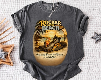 Rocker on the Beach Squirrel Graphic Tee: Comfort Colors 1717, Fluffy Summer Vacation Shirt