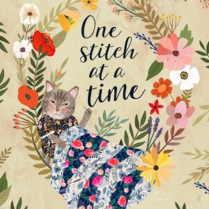 Quilting cat, One stitch at a time.
