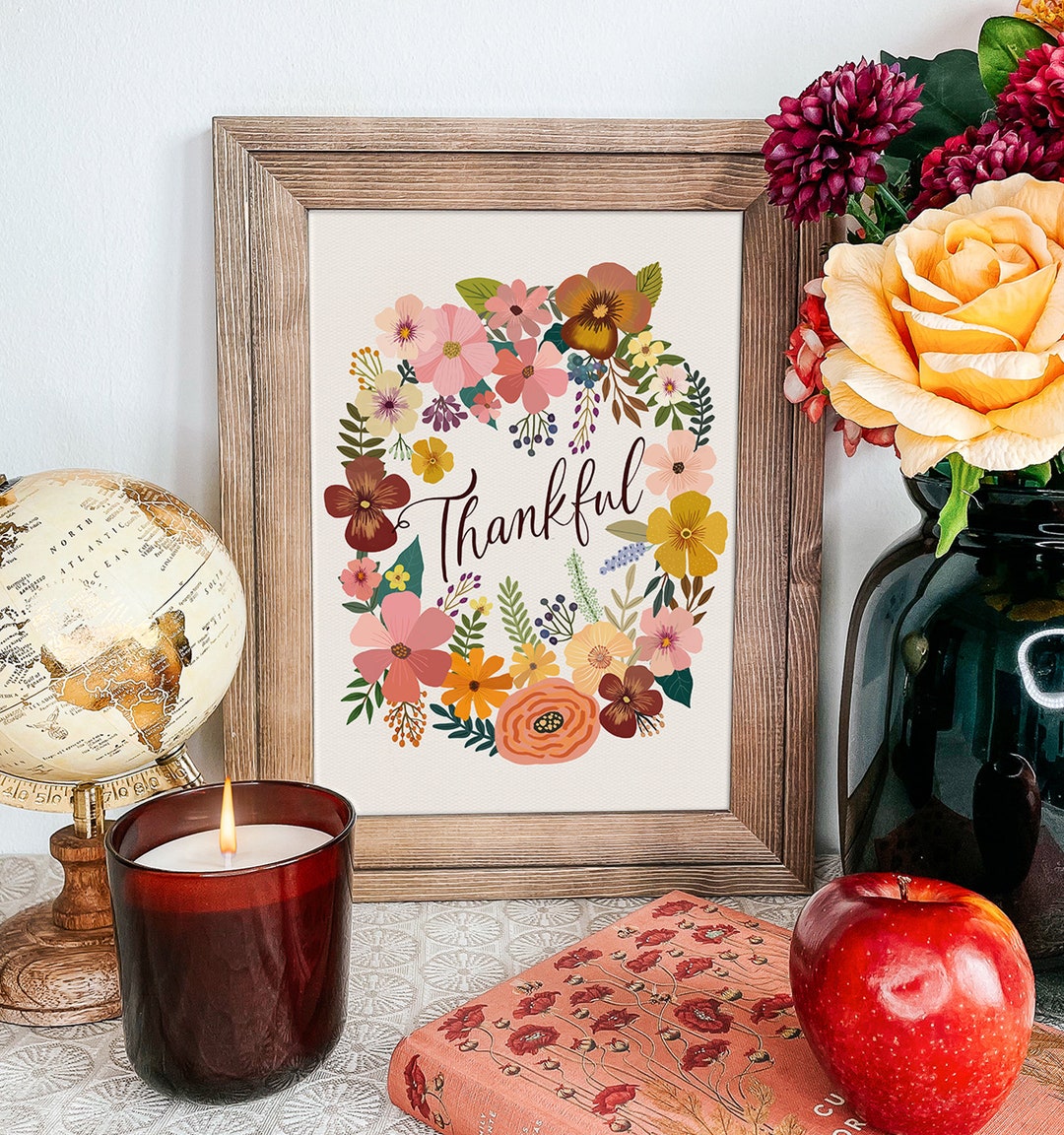 Thankful Printable Thanksgiving Wall Art Thanksgiving Wall - Etsy