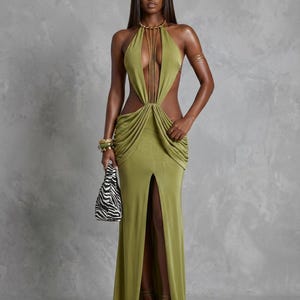 jaded london green halter dress pre order - enabled