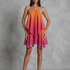 half pink half orange dress Pink and Orange Ombre Dress