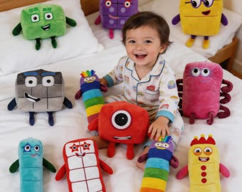 Peluches de números, personajes de peluche, peluches matemáticos para niños, regalos de cumpleaños