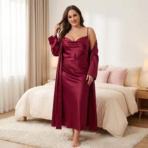 Plus Size Satin Night Dress For Women Womens Plus Size Satin Nightgown Plus Size Satin Night Dress For Women Womens Plus Size Satin Nightgown