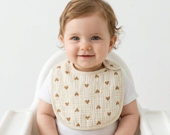 Custom Embroidered Muslin Baby Bib, 3-Layer Waterproof Saliva Towel, Personalized Gift