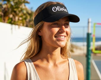 Personalized Sun Visor Hat, Custom Embroidered Cotton Cap, Summer Sport Hat for Women, Adjustable Beach Hat, Gift for Her