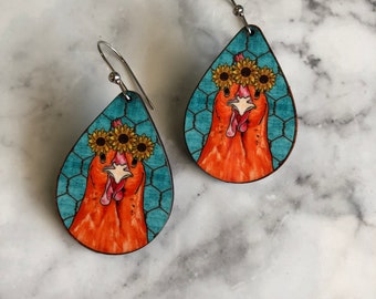 Chicken Earrings Etsy