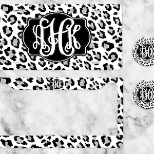 Leopard Personalized License Plate, Custom Car Tag for Women, Name Car Tag, License Plate Frame, Car Coasters, Personalized
