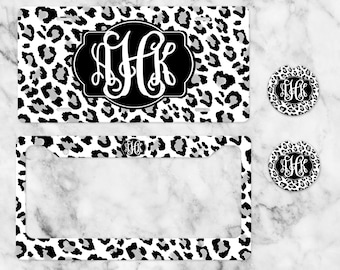 Leopard Personalized License Plate, Custom Car Tag for Women, Name Car Tag, License Plate Frame, Car Coasters, Personalized