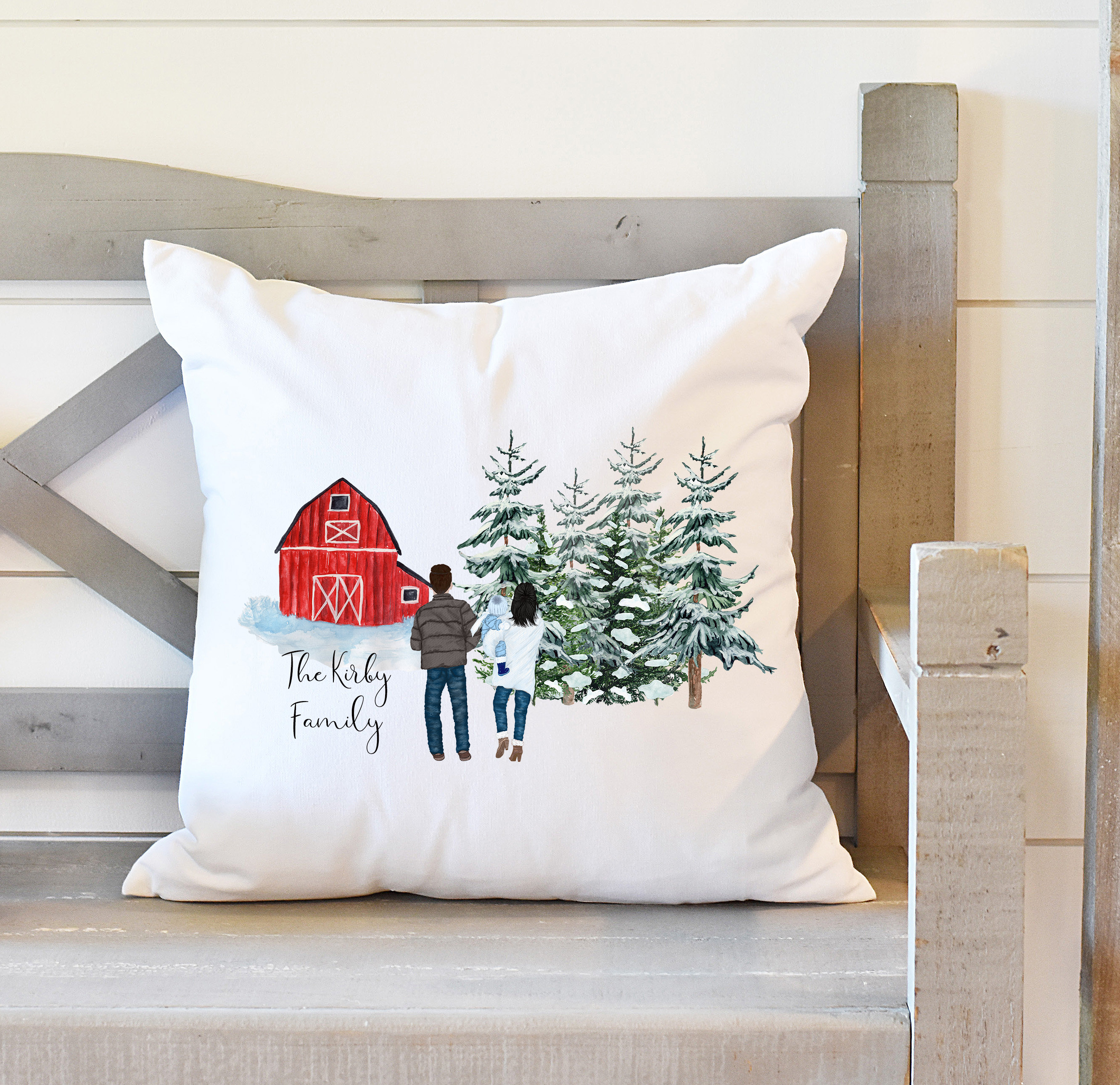 Personalized Family Throw Pillow Family Portrait Pillow Farm  Etsy