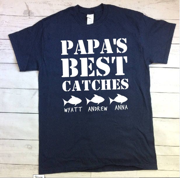 Papa's Best Catch Tee Shirt Grandfather 