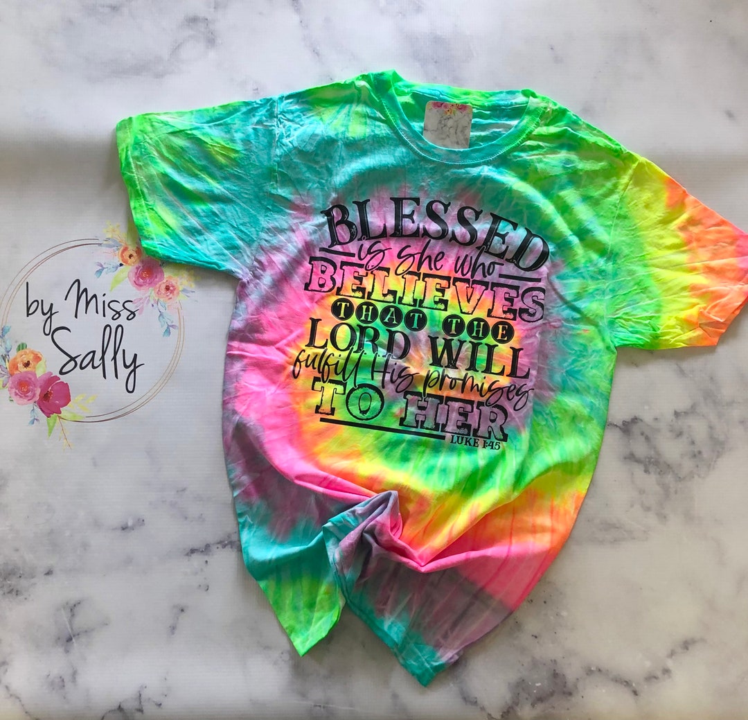 Blessed Rainbow Tie Dye Shirt Christian Shirt Bible Verse Etsy