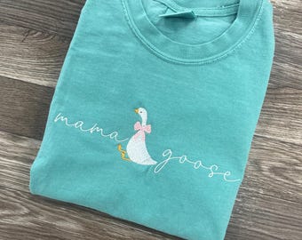 Embroidered Mama Goose Shirt, Trendy Cute Mama Shirt, Mother's Day Gift