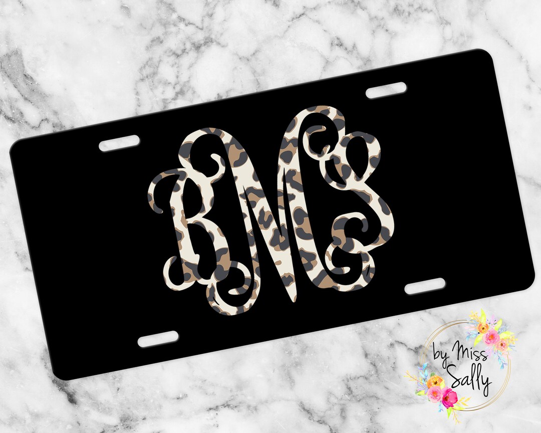 Black Monogram License Plate, Black Name Car Tag, Front Car Tag, Custom License Plate