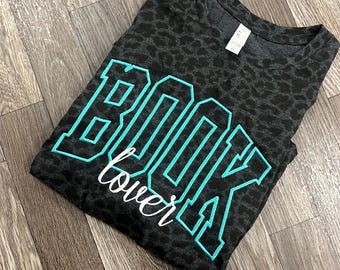 Embroidered Book Lover Shirt, Leopard Reading Shirt, Bookworm Tshirt, Gift for Book Lovers, Gifts for Readers, Bookish Booktok Tshirt