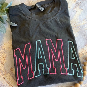 Embroidered Mama Shirt, Comfort Colors Mama Shirt, Mother's Day Shirt, Mother's Day Gift, Mom Shirt, Gender Reveal Shirt, Pink and Blue