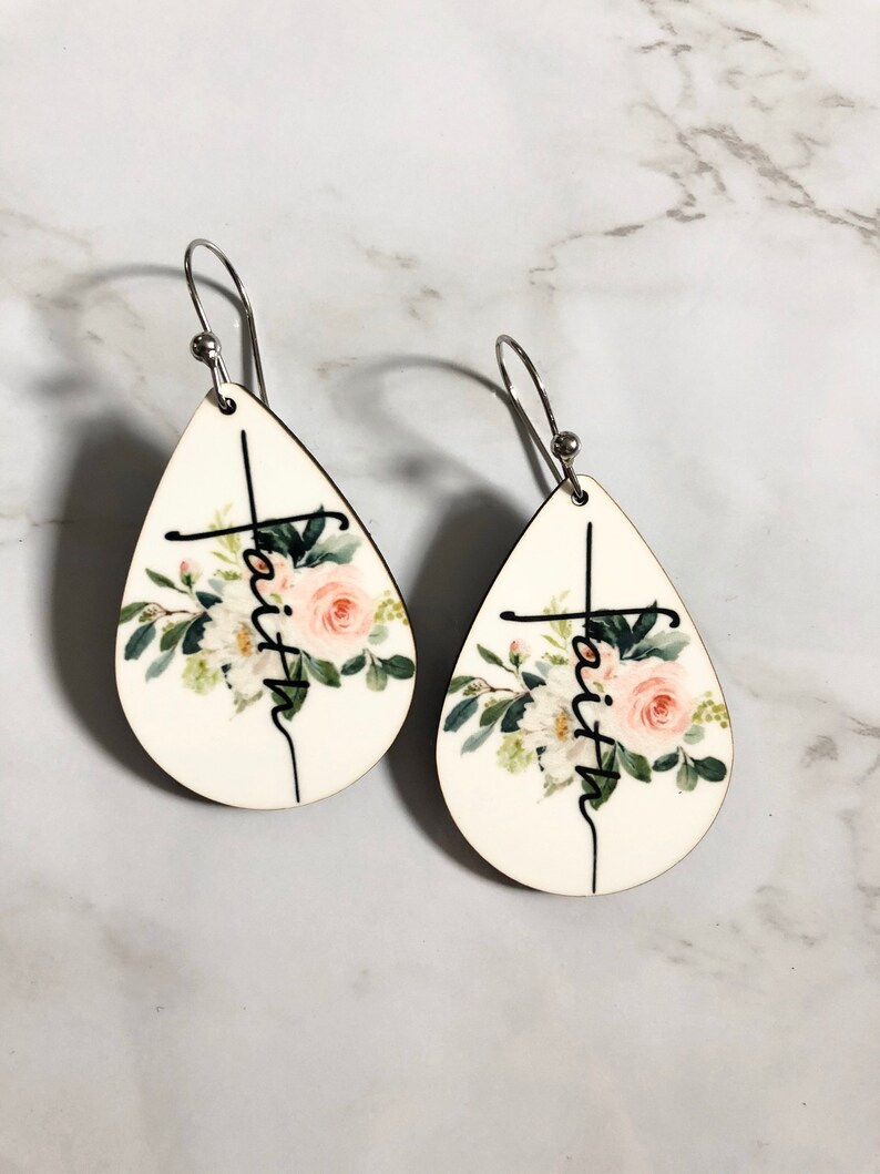 Faith Earrings Cross Earrings Easter Teardrop Earrings Etsy