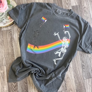 Pride Skeleton Tshirt, Rainbow Shirt, Pride Flag Shirt, Inclusive Tshirt