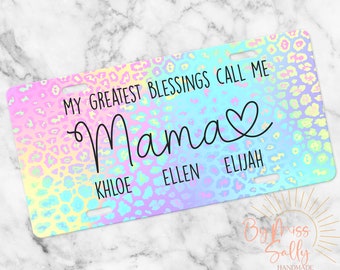 Mommy Personalized  License Plate, Name Car Tag, Vehicle Tag,  Custom License Plate, Personalized License Plate, Gift for Mom, Kids Names